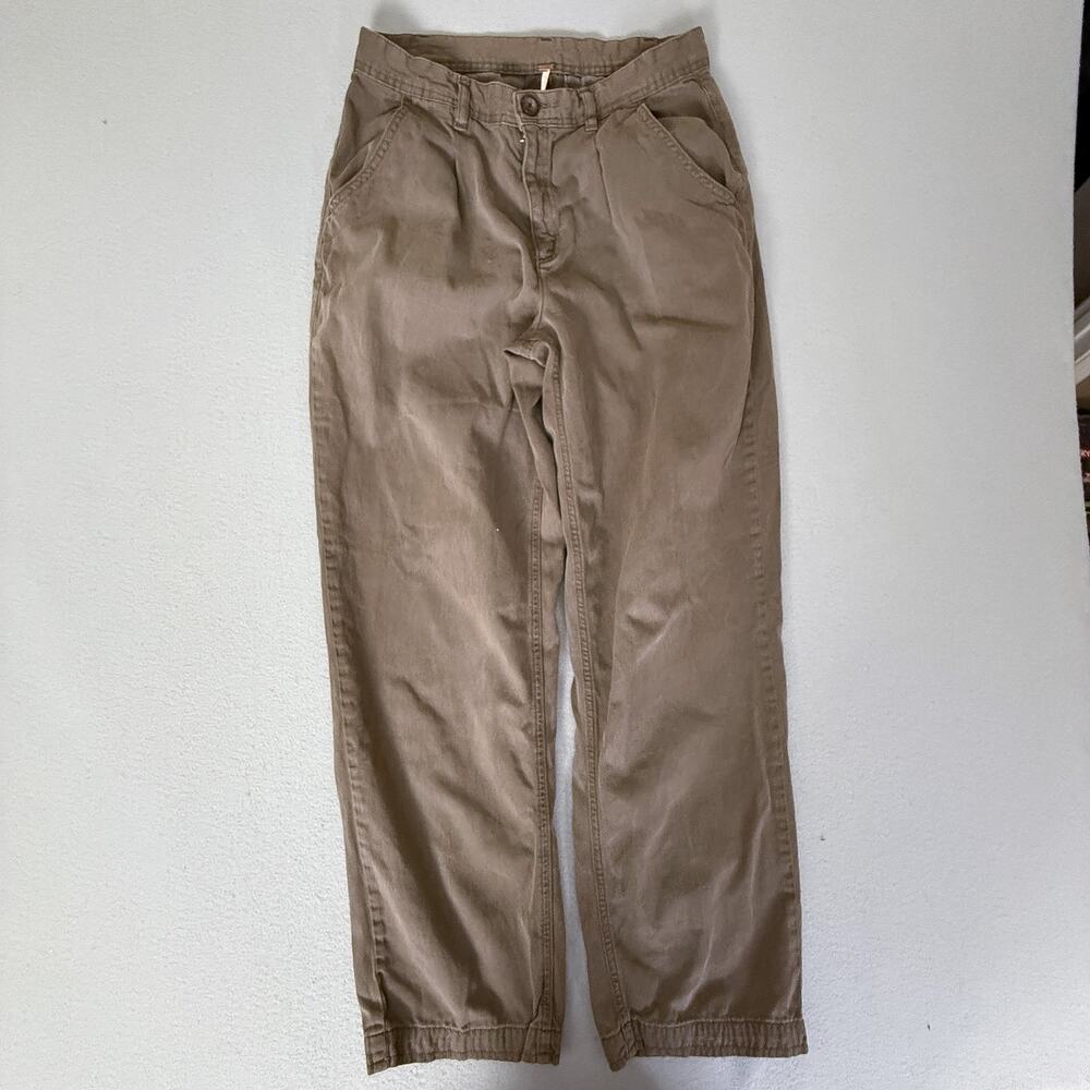 Free People Khaki Brown Chino Pants Womens Size 4 Casual Cotton Trousers